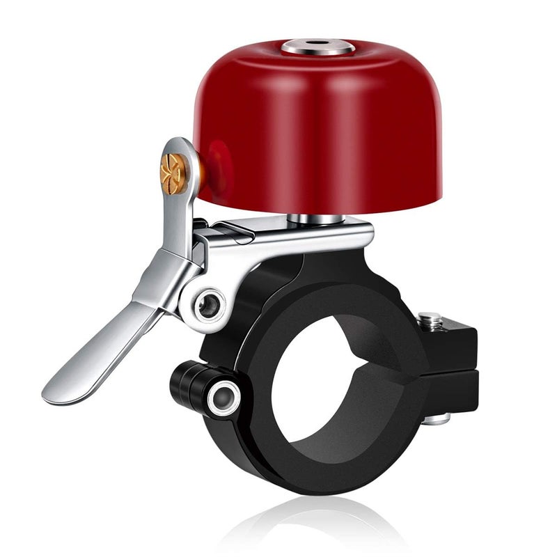 Greallthy Bike Bell Classic Brass Bicycle Bell,Bike Bells for Adults Kids, Loud Retro Bell for Road & Mountain Bikes, Universal Handlebar Fit (Red). - Image 1